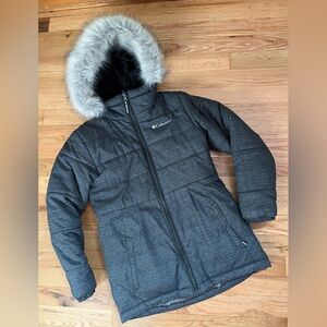 Columbia omniheat girls M 10 12 Puffer Jacket with Faux Fur Hood